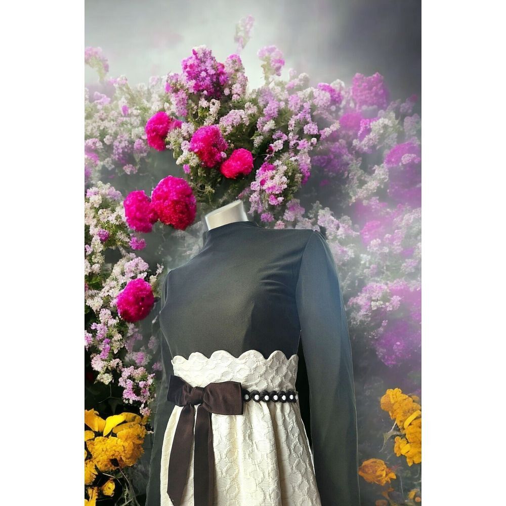 Vintage Kiki Hart 60's Maxi Dress Textured With Braid Trim And Brown Top With... - Picture 13 of 16